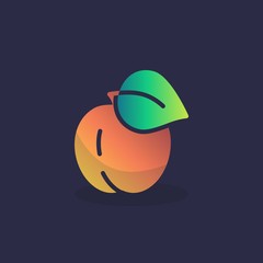 Peach fruit flat icon, vector sign, colorful pictogram. Symbol, logo illustration. Flat style design
