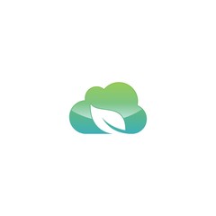 Leaf cloud technology icon vector in modern style for web