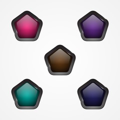 Set design vector pentagon button for web button icon