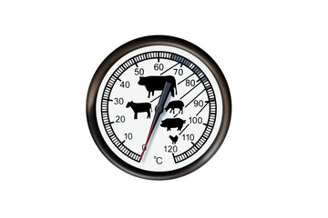 Meat thermometer isolated on a white background. Thermometer show 0 degrees