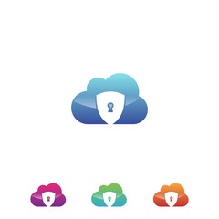 Cloud security data icon vector in modern style for web