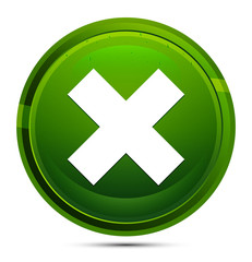 Obraz premium Cross icon glassy green round button illustration