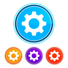 Settings icon flat design round buttons set illustration design