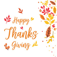 Template invitation card of thanksgiving, with ornament of autumn leaves frame. Vector