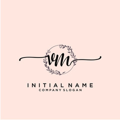 VM Beauty vector initial logo, handwriting logo.