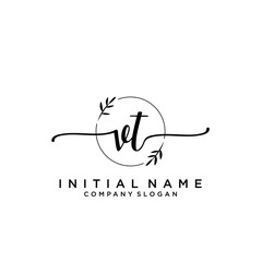 VT Beauty vector initial logo, handwriting logo.