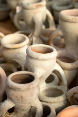Fototapeta na wymiar Handmade Clay Pottery in Store