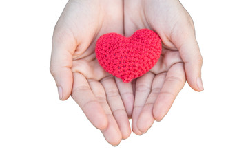 Heart on Hand for Giving Sharing and Charity isolated on white background with clipping path.