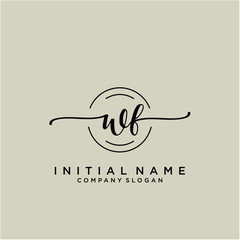 WF Beauty vector initial logo, handwriting logo.
