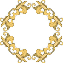 Vector Golden monogram floral ornament. Black and white engraved ink art. Frame border ornament squar.