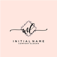 WL Beauty vector initial logo, handwriting logo.