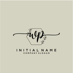 WP Beauty vector initial logo, handwriting logo.