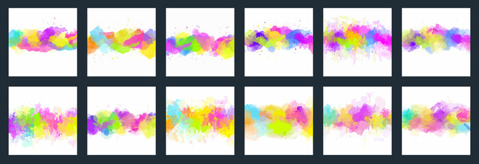 Big set of bright colorful vector watercolor backgrounds for poster, brochure or flyer