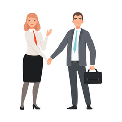 Business Partners Handshaking character Illustration on a white background