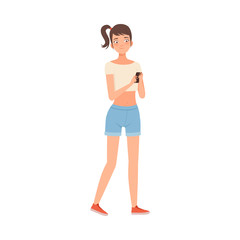 Teenager with Phone character Illustration Vector on a white background