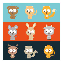 Animal cartoon icon set vector design