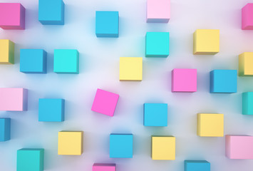 Fototapeta na wymiar The colorful cube block with on white background. minimal concept idea.