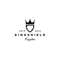 vintage logo design or shield with crown