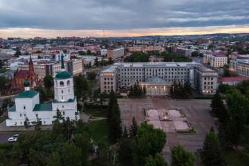 Top view of the memorial complex Eternal Flame in Irkutsk