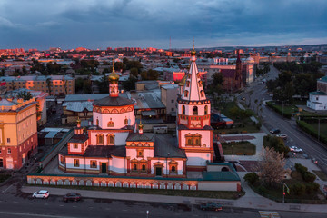 Top view of the Epiphany Cathedral in Irkutsk