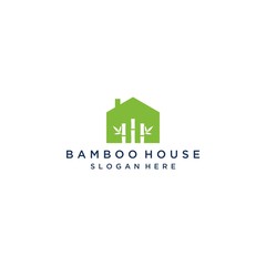 logo design house or house with bamboo