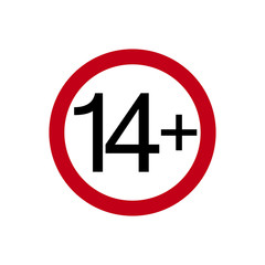 Age restriction symbol. Fourteen plus. Abstract concept, icon. Vector illustration on white background.