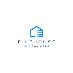 logo design a data storage, or a house with a data list