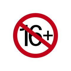 Age restriction symbol. Sixteen plus. Abstract concept, icon. Vector illustration on white background.