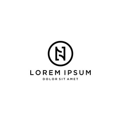 logo design negative space or monogram or initials N with circle
