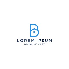 building design logo, or monogram or initials letter B with house