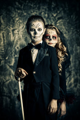 Calavera Catrina and Skeleton