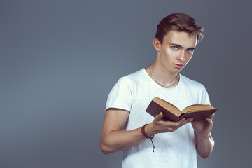 guy reading book