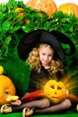 witch with pumpkins