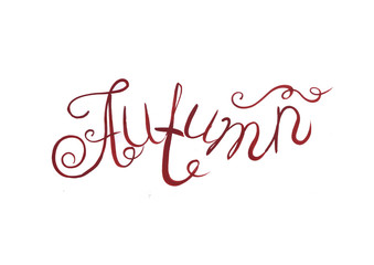 word, red, autumn, curls, beautiful, inscription