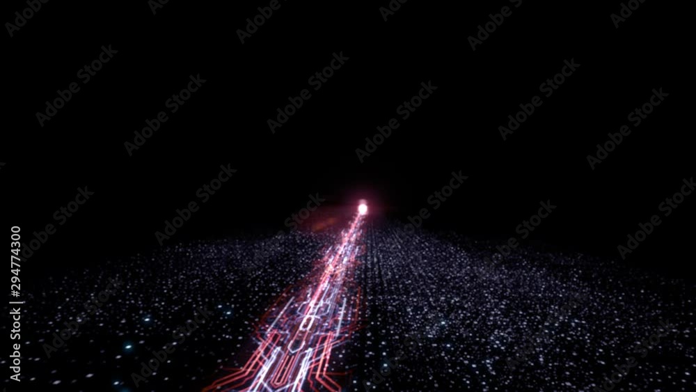 Poster Transfer and storage of data sets/Abstract background with animation moving of lines for fiber optic network. Data transmission channel. Motion of digital data flow. Transferring of big data