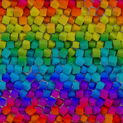 Chaotic colorful cubes seamless tileable 3D rendering