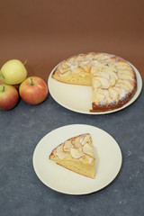 apple pie cut into pieces