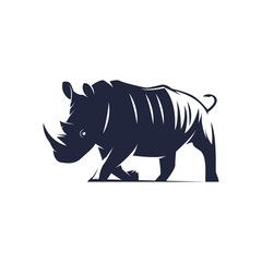 ilustration black rhino - logo vector