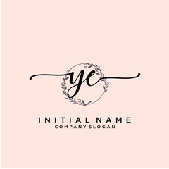 YE Beauty vector initial logo, handwriting logo.