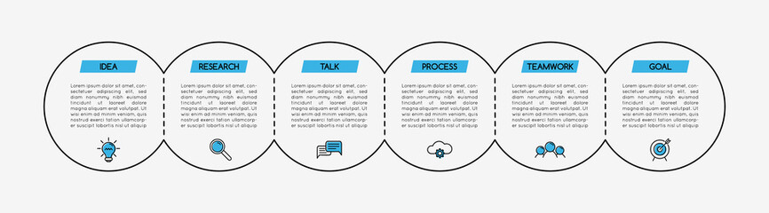 Circle diagram with 6 options. Infographic. Vector