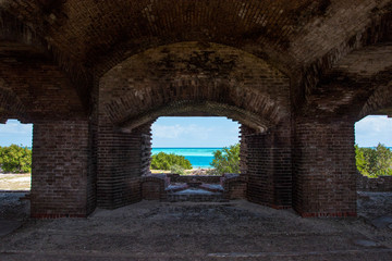 Sea-view from a Loophole of Fort Jefferson, Dry Tortugas National Park, Florida, USA