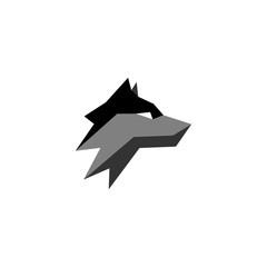 geometric head wolf logo vector