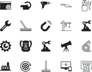 equipment vector icon set such as: floor, company, drawing, schoolbag, job, workshop, travel, electronic, broomstick, drill, studying, department, travelling, scanner, danger, health, refinery, mouse
