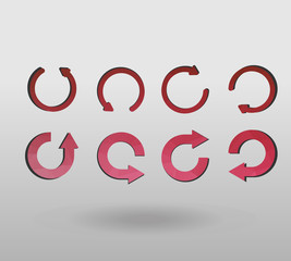 Arrow refresh icon reload sign set with polygonal triangles style. colorful arrow shape in modern polygonal crystal style on white background.