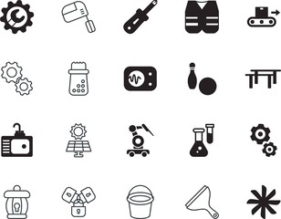 equipment vector icon set such as: cleaning, pail, display, jacket, ornate, sun, communication, blender, mill, privacy, wave, sink, summer, screwdriver, blockchain, hygiene, pictograph, gymnastic