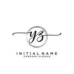 YZ Beauty vector initial logo, handwriting logo.