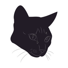 vector illustration of cat portrait, drawing silhouette, vector,