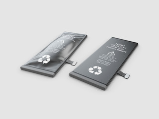 3d Illustration of Swollen mobile phone battery. Expired or low quality battery