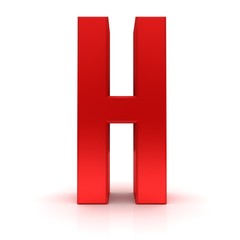 H letter red H character capital letter 3d render graphic sign 