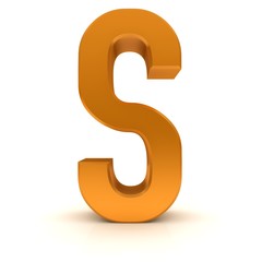 S letter 3d orange text sign
